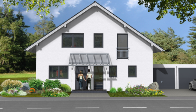 BV Hassmersheim_3D02_1280pxBreite Bauvorhaben in Hassmersheim, vordere Hausansicht