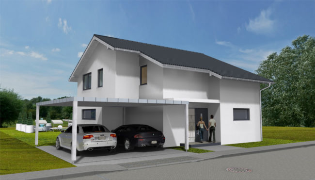 EFH mit Doppelcarport - Straßenansicht